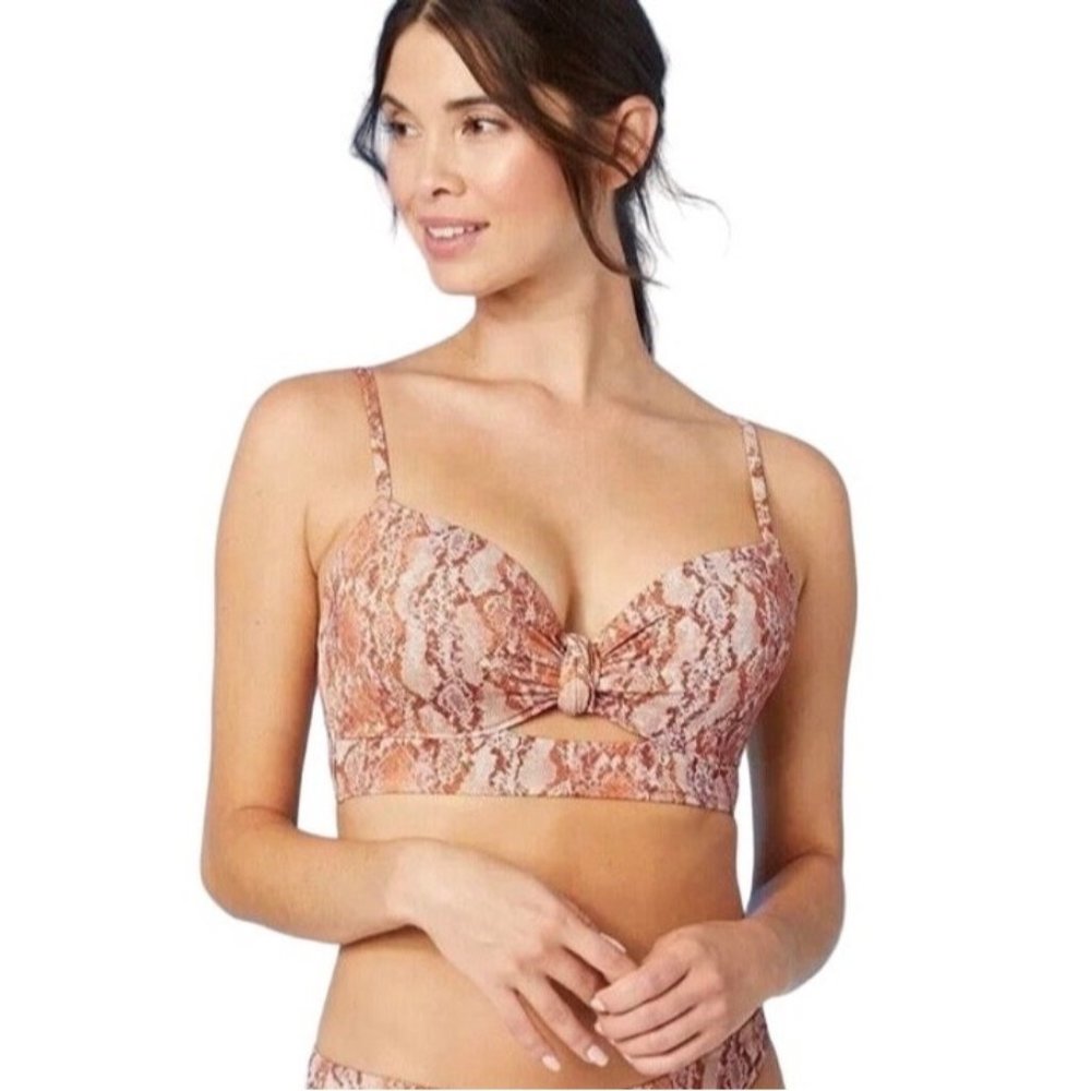 Shade & Shore Snake Print Light Lift Shirred Underwire Bikini Top Bathing Swim